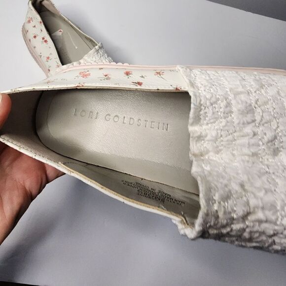 Lori Goldstein Off White Eyelet Floral Sabrine Slip-On Sneaker 8 - Picture 2 of 4